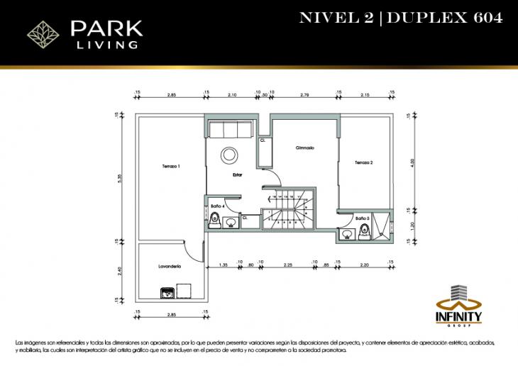 Plano del modelo DUPLEX 604 del proyecto PARK LIVING en Santiago De Surco