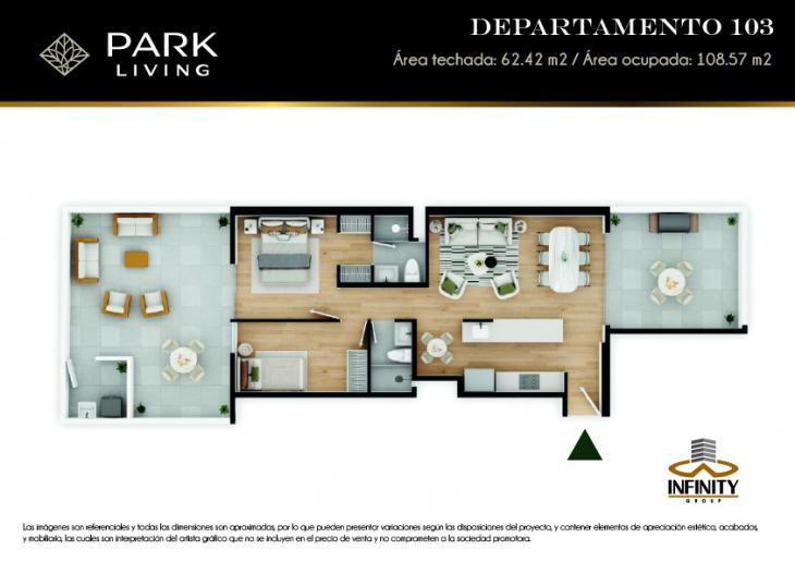 Plano del modelo 103 del proyecto PARK LIVING en Santiago De Surco