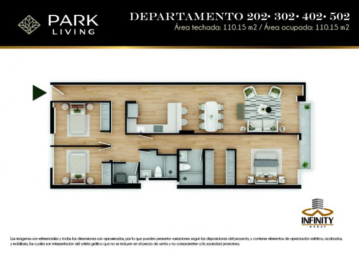 Plano del modelo TIPO 2 del proyecto PARK LIVING en Santiago De Surco