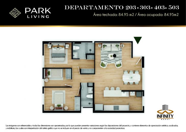 Plano del modelo TIPO 3 del proyecto PARK LIVING en Santiago De Surco
