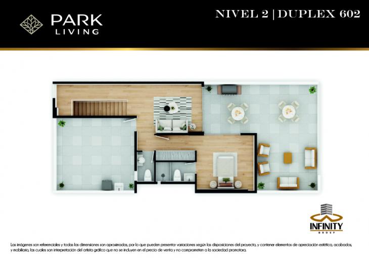 Plano del modelo DUPLEX 602 del proyecto PARK LIVING en Santiago De Surco