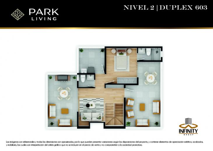Plano del modelo DUPLEX 603 del proyecto PARK LIVING en Santiago De Surco