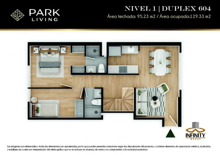 Plano del modelo DUPLEX 604 del proyecto PARK LIVING en Santiago De Surco