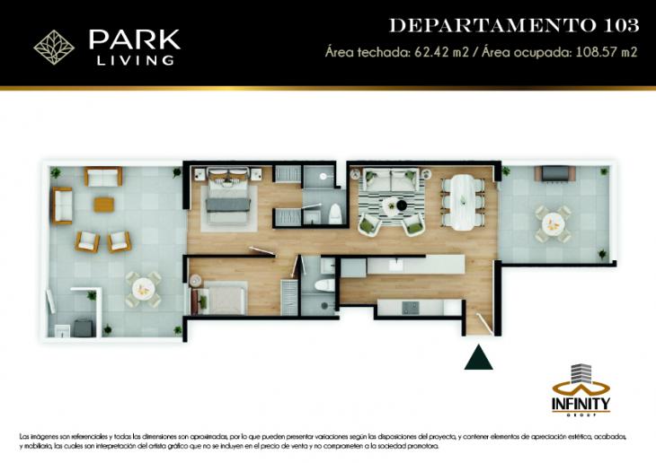 Plano del modelo 103 del proyecto PARK LIVING en Santiago De Surco