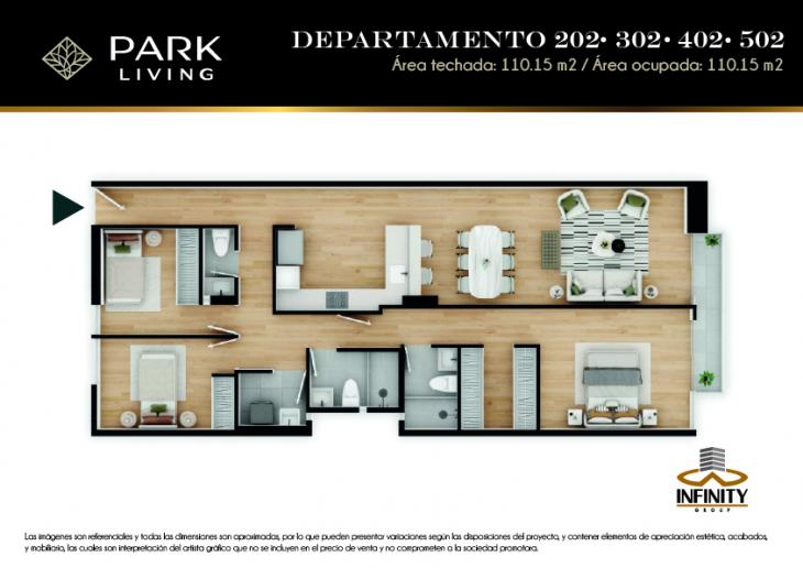 Plano del modelo TIPO 2 del proyecto PARK LIVING en Santiago De Surco