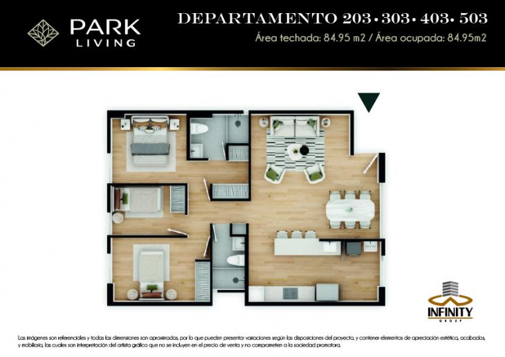 Plano del modelo TIPO 3 del proyecto PARK LIVING en Santiago De Surco