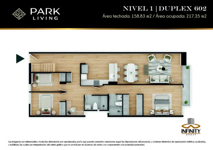 Plano del modelo DUPLEX 602 del proyecto PARK LIVING en Santiago De Surco