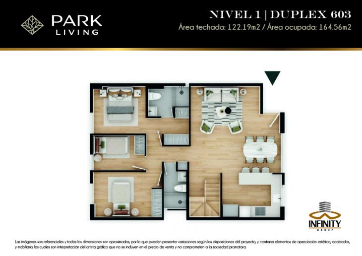 Plano del modelo DUPLEX 603 del proyecto PARK LIVING en Santiago De Surco