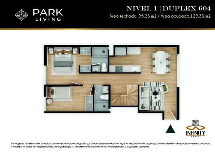 Plano del modelo DUPLEX 604 del proyecto PARK LIVING en Santiago De Surco