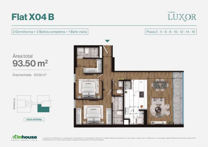 Plano del modelo Tipo 4B del proyecto Torre Luxor en Miraflores
