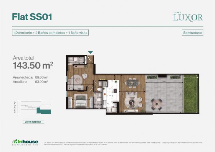 Plano del modelo SS01 del proyecto Torre Luxor en Miraflores