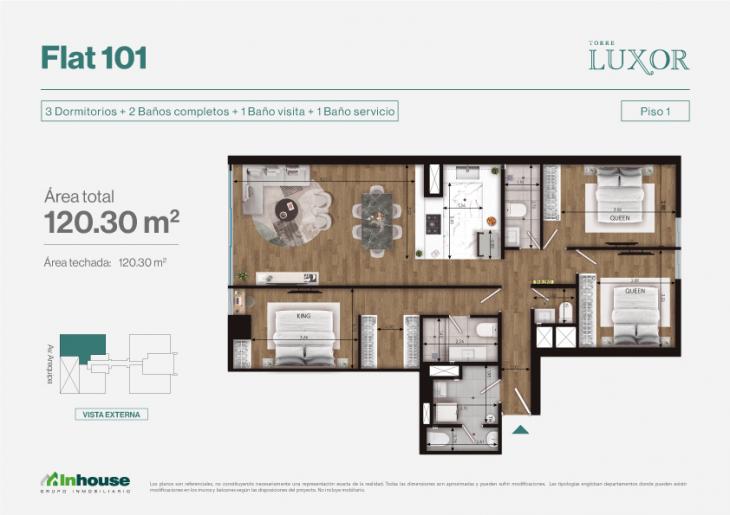 Plano del modelo 101 del proyecto Torre Luxor en Miraflores