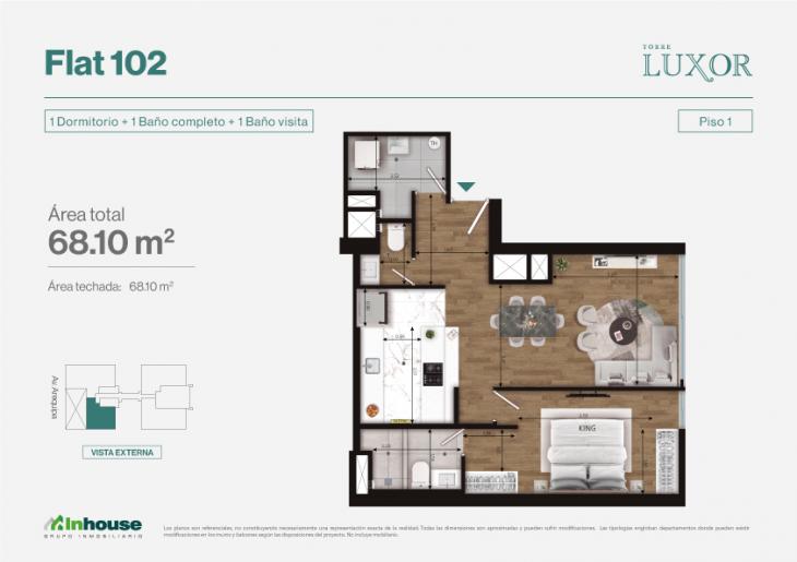 Plano del modelo 102 del proyecto Torre Luxor en Miraflores