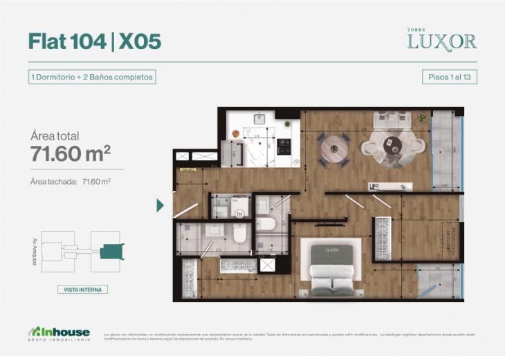 Plano del modelo Tipo 5 del proyecto Torre Luxor en Miraflores