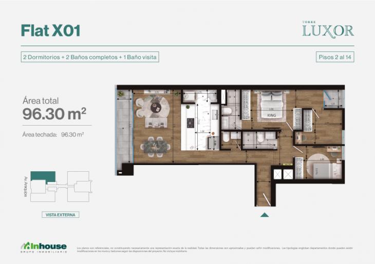 Plano del modelo Tipo 1 del proyecto Torre Luxor en Miraflores