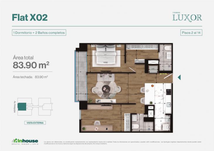 Plano del modelo Tipo 2 del proyecto Torre Luxor en Miraflores