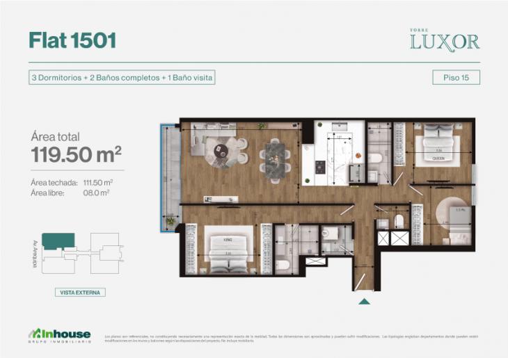 Plano del modelo 1501 del proyecto Torre Luxor en Miraflores