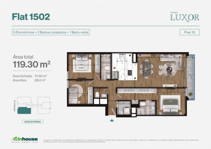 Plano del modelo 1502 del proyecto Torre Luxor en Miraflores