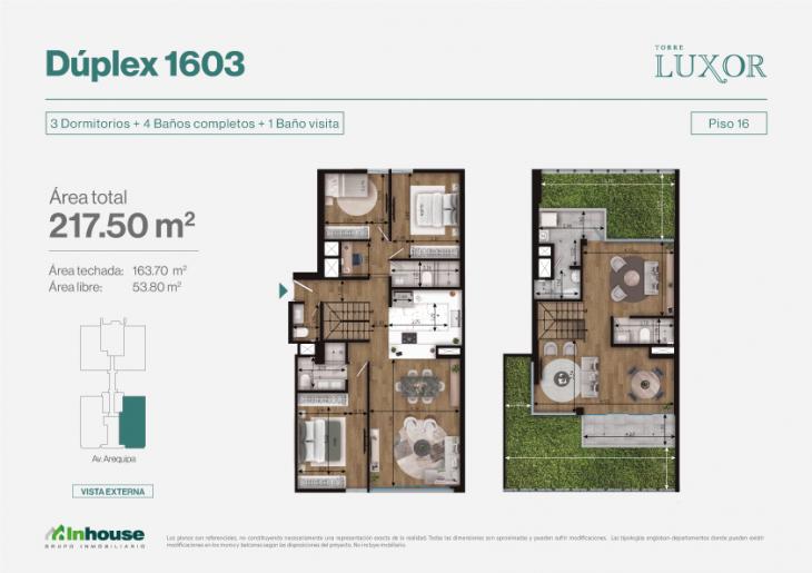 Plano del modelo 1603 del proyecto Torre Luxor en Miraflores