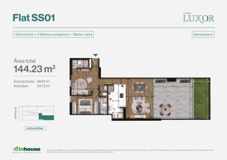 Plano del modelo SS01 del proyecto Torre Luxor en Miraflores