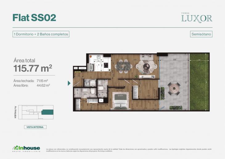 Plano del modelo SS02 del proyecto Torre Luxor en Miraflores
