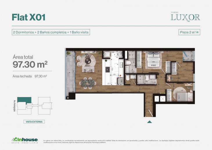 Plano del modelo Tipo 1 del proyecto Torre Luxor en Miraflores