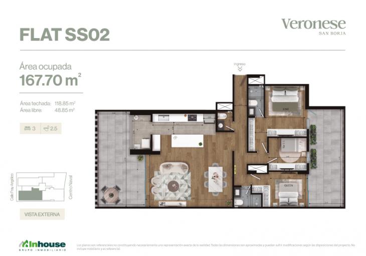 Plano del modelo SS02 del proyecto Veronese en San Borja