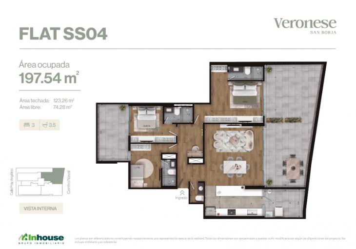 Plano del modelo SS04 del proyecto Veronese en San Borja