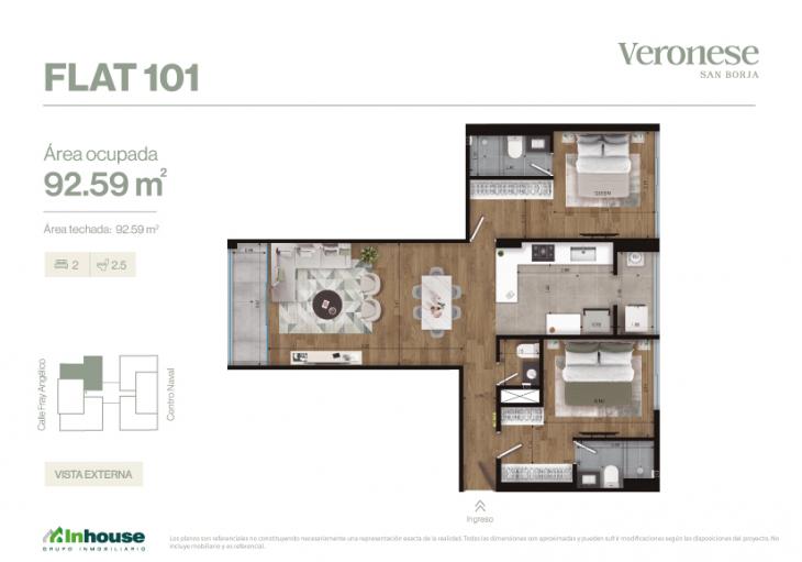 Plano del modelo 101 del proyecto Veronese en San Borja