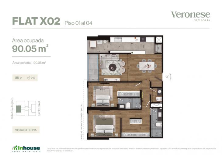 Plano del modelo x02 del proyecto Veronese en San Borja