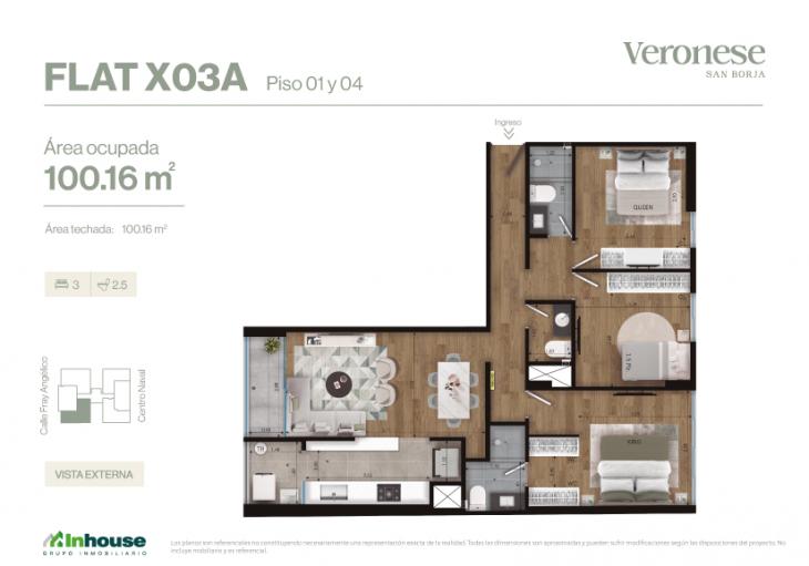 Plano del modelo x03A del proyecto Veronese en San Borja