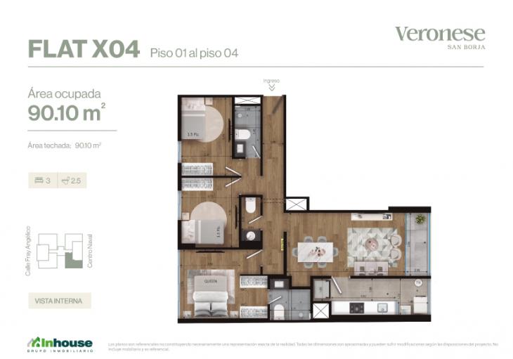 Plano del modelo x04 del proyecto Veronese en San Borja