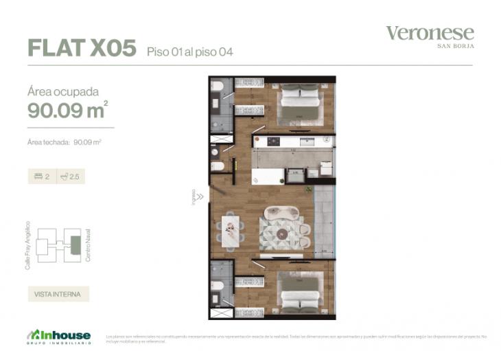 Plano del modelo x05 del proyecto Veronese en San Borja