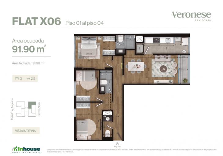 Plano del modelo x06 del proyecto Veronese en San Borja