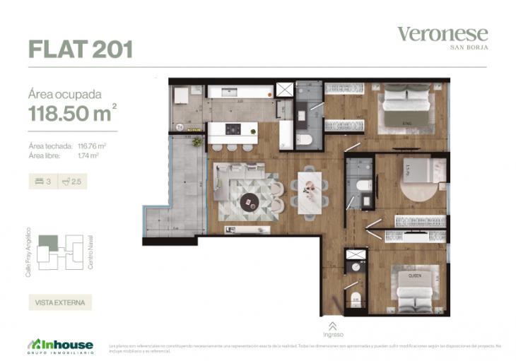 Plano del modelo x01A del proyecto Veronese en San Borja