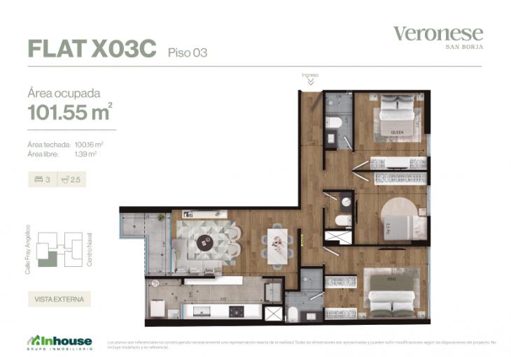 Plano del modelo X03C del proyecto Veronese en San Borja