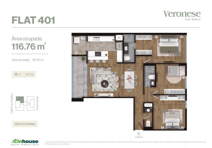Plano del modelo X01C del proyecto Veronese en San Borja