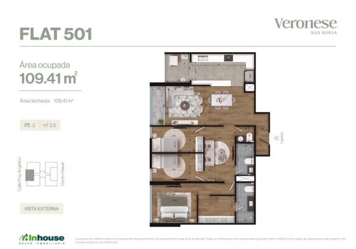Plano del modelo 501 del proyecto Veronese en San Borja