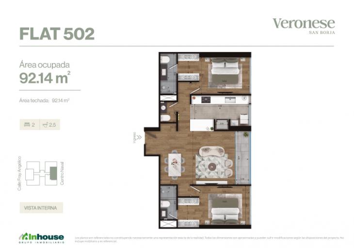 Plano del modelo 502 del proyecto Veronese en San Borja