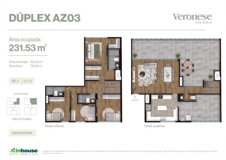 Plano del modelo AZ03 del proyecto Veronese en San Borja