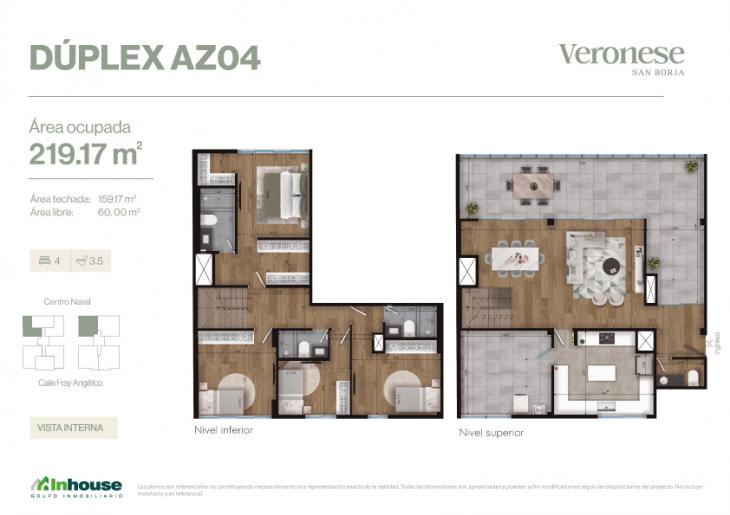 Plano del modelo AZ04 del proyecto Veronese en San Borja