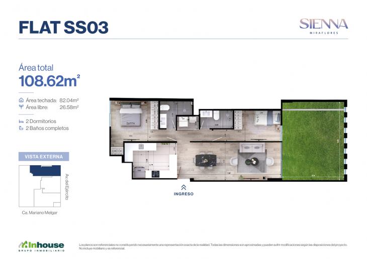 Plano del modelo SS03 del proyecto SIENNA en Miraflores