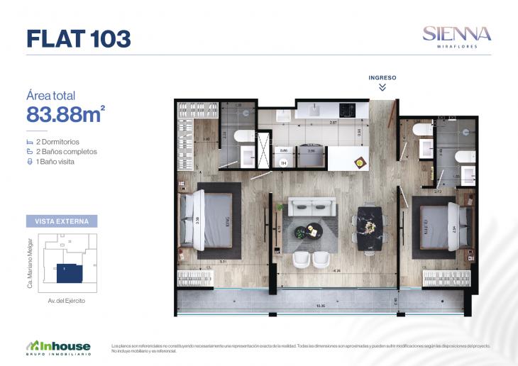 Plano del modelo 103 del proyecto SIENNA en Miraflores