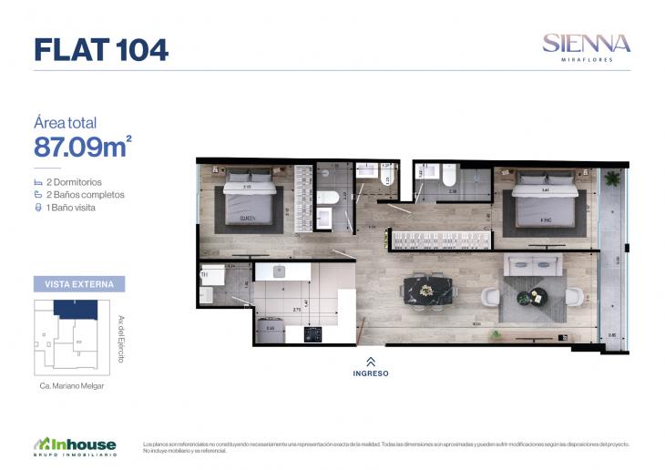 Plano del modelo 104 del proyecto SIENNA en Miraflores