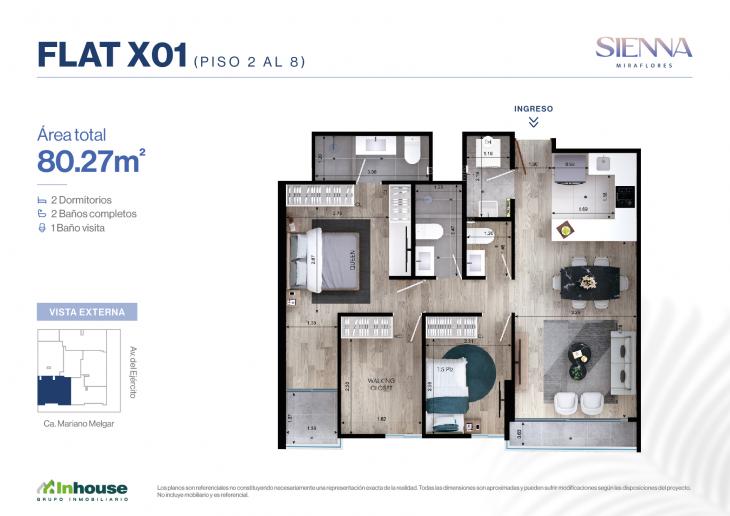 Plano del modelo X1 del proyecto SIENNA en Miraflores
