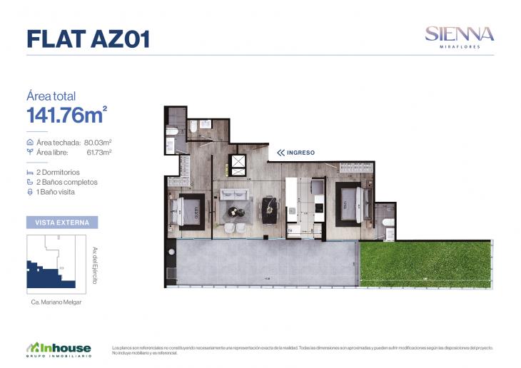 Plano del modelo AZ01 del proyecto SIENNA en Miraflores