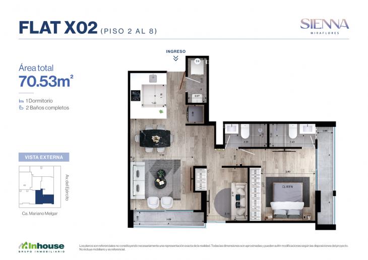 Plano del modelo X2 del proyecto SIENNA en Miraflores