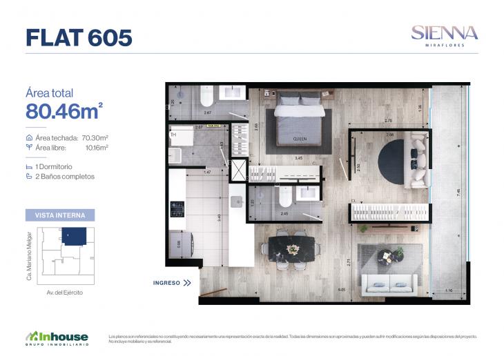 Plano del modelo 605 del proyecto SIENNA en Miraflores