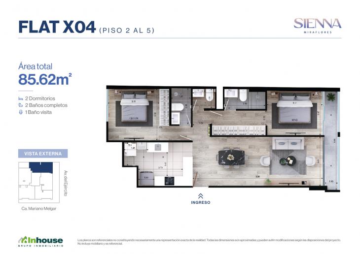 Plano del modelo X4 del proyecto SIENNA en Miraflores