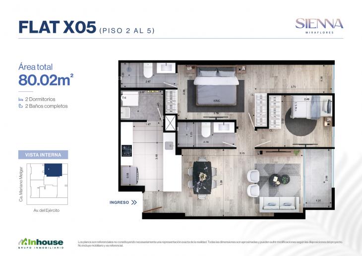 Plano del modelo X5 del proyecto SIENNA en Miraflores